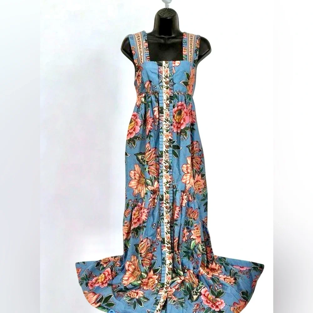 FARM Rio Wonderful Bouquet Blue Sleeveless Maxi Dress NWT  Size S  ($285 retail) - Picture 2 of 13